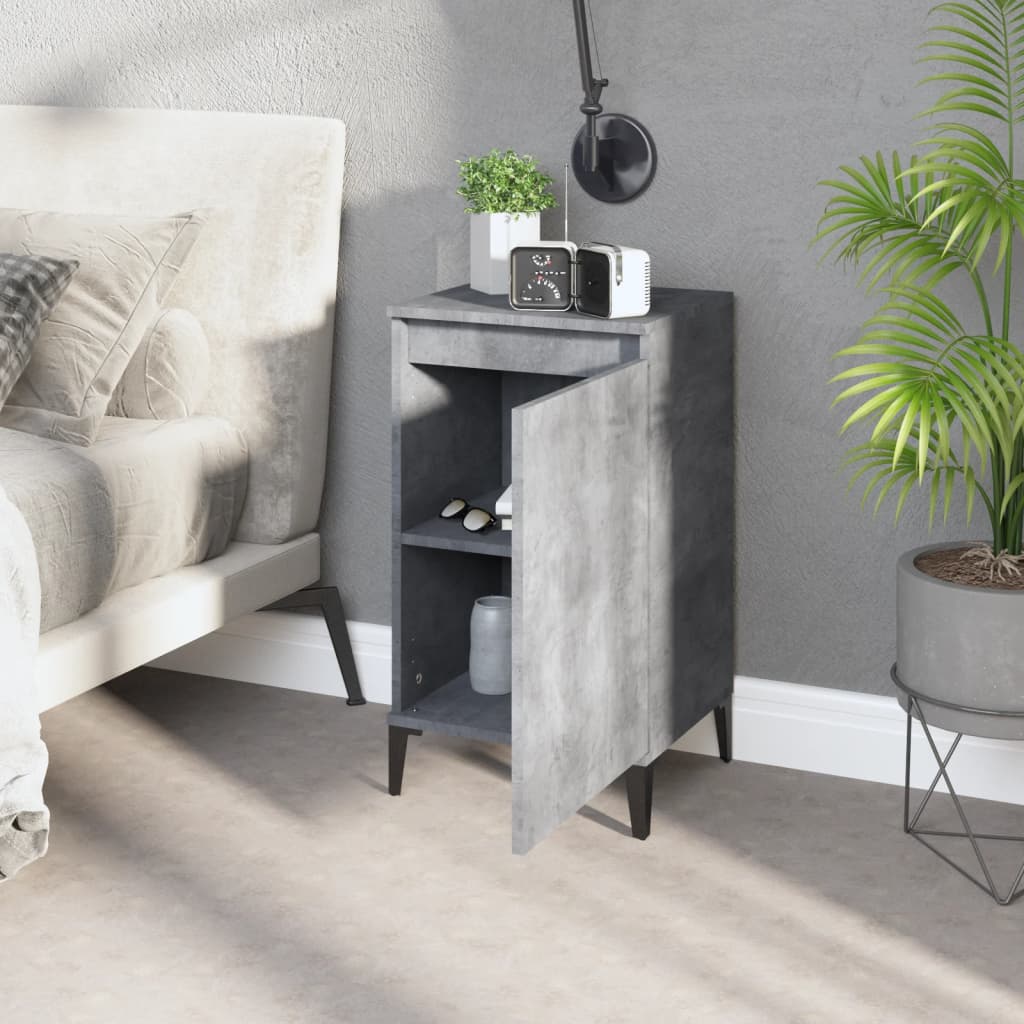 Comodini 2 Pz Grigio Cemento 40x35x70 Cm In Legno Multistrato