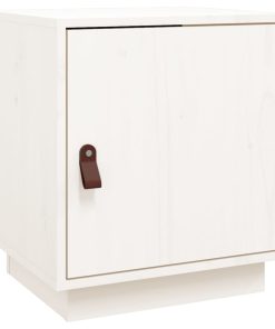 Comodino Bianco 40x34x45 Cm In Legno Massello Di Pino
