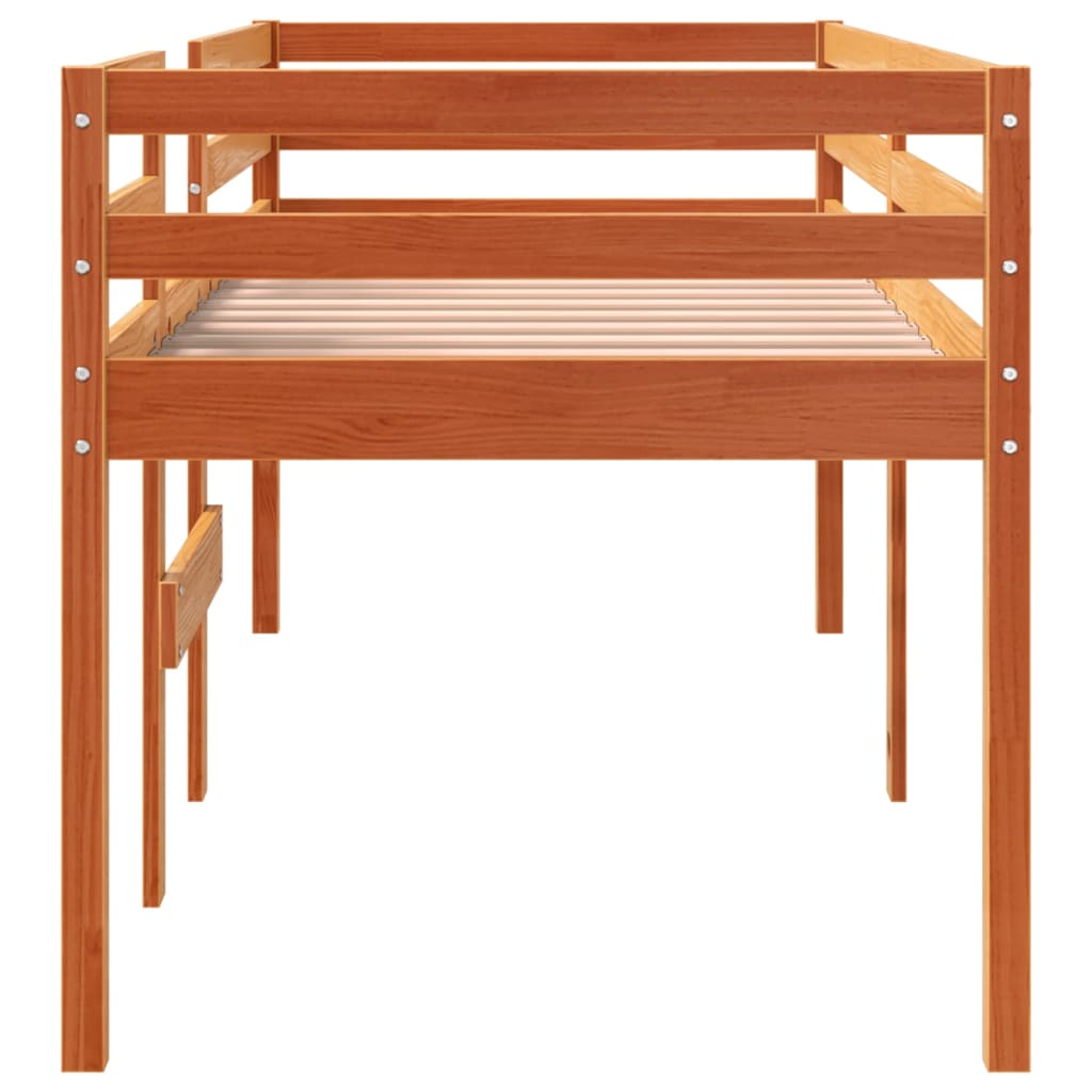 Letto A Soppalco Marrone Cera 90x200 Cm Legno Massello Di Pino - Image 4