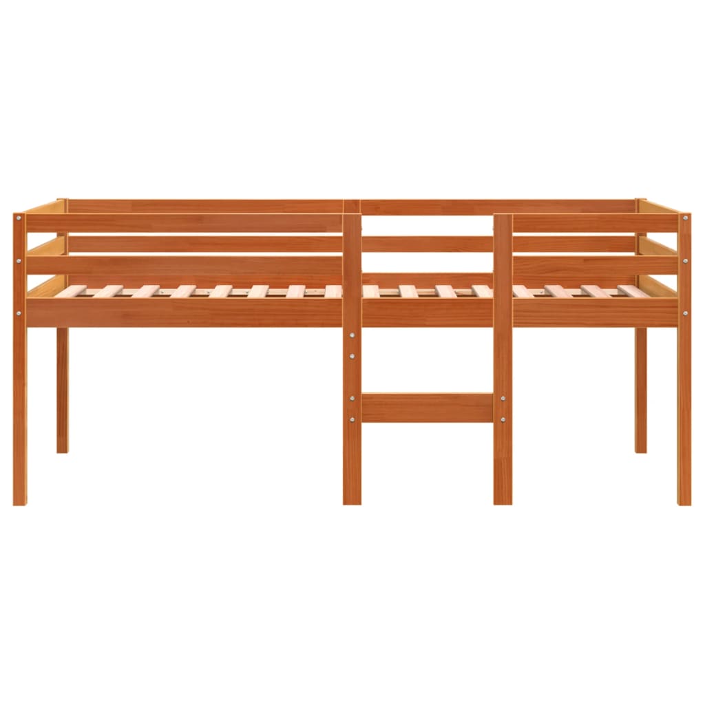 Letto A Soppalco Marrone Cera 90x200 Cm Legno Massello Di Pino - Image 3