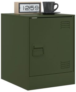 Comodini 2 Pz Verde Oliva 34,5x39x44 Cm In Acciaio