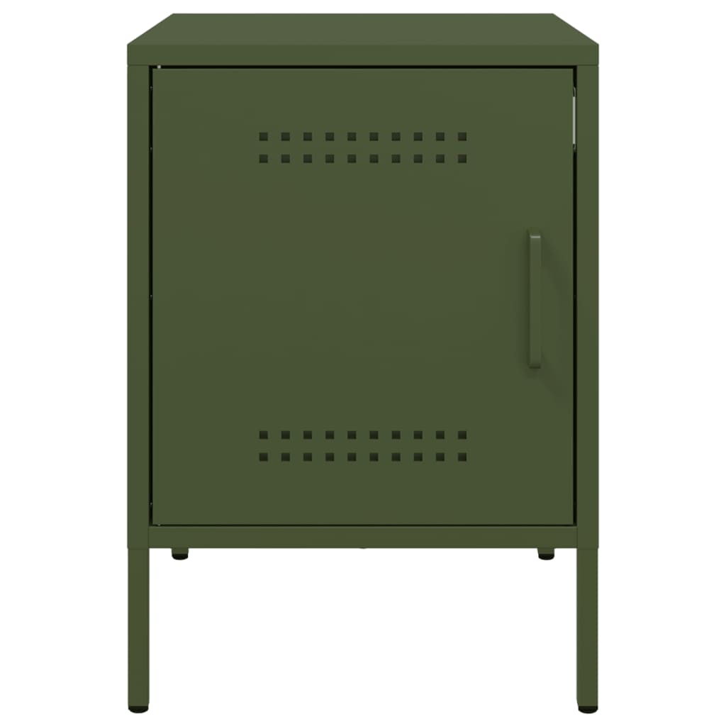 Comodini 2 Pz Verde Oliva 36x39x50,5 Cm In Acciaio