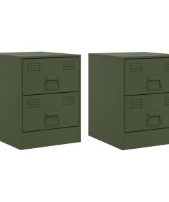 Comodini 2 Pz Verde34,5x39x44 Cm In Acciaio