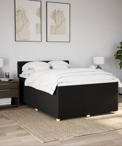 Giroletto A Molle Con Materasso Nero 160x200 Cm In Tessuto