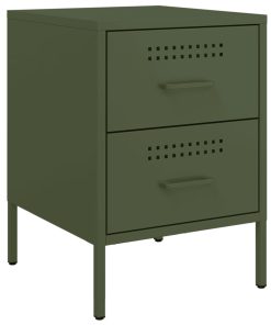 Comodini 2 Pz Verde Oliva 36x39x50,5 Cm In Acciaio