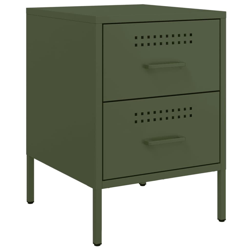 Comodini 2 Pz Verde Oliva 36x39x50,5 Cm In Acciaio