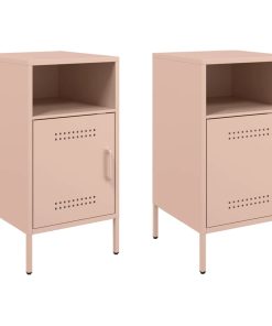 Comodini 2 Pz Rosa 36x39x68 Cm In Acciaio