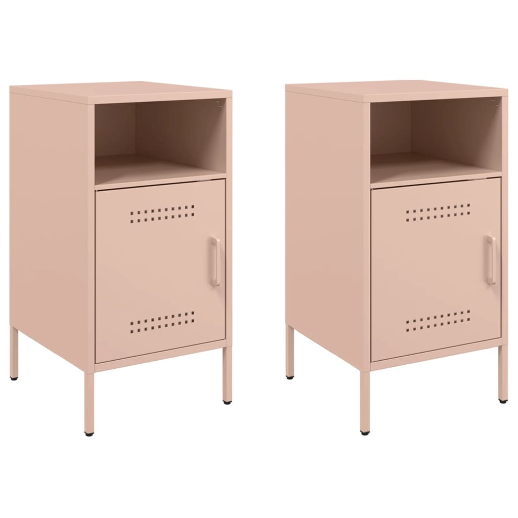 Comodini 2 Pz Rosa 36x39x68 Cm In Acciaio