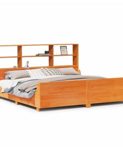 Letto Libreria Senza Materasso Marrone Cera 180x200 Cm Legno