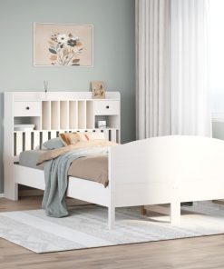 Letto Libreria Senza Materasso Bianco 135x190 Cm Legno Di Pino