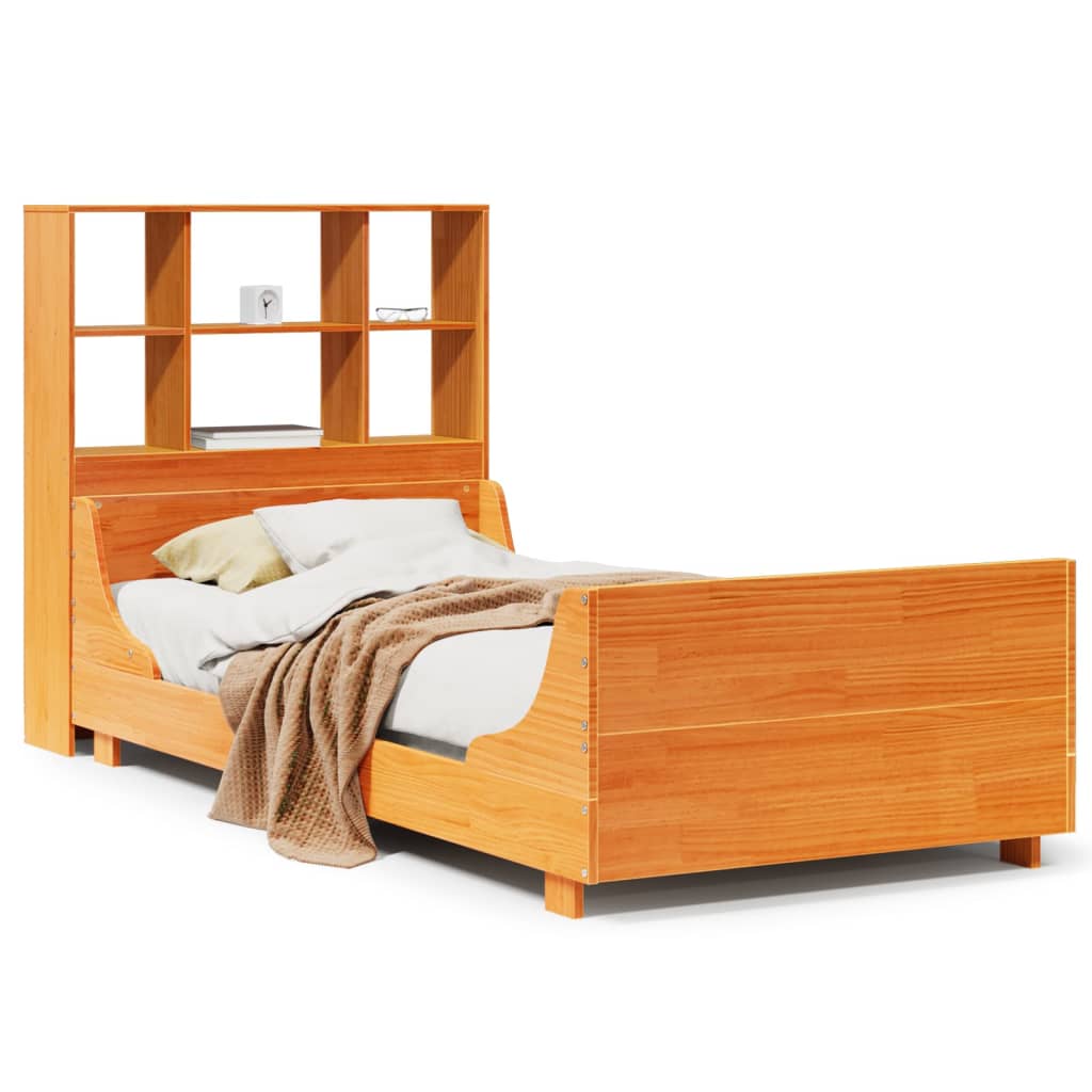 Letto Libreria Senza Materasso Marrone Cera 75x190 Cm Legno