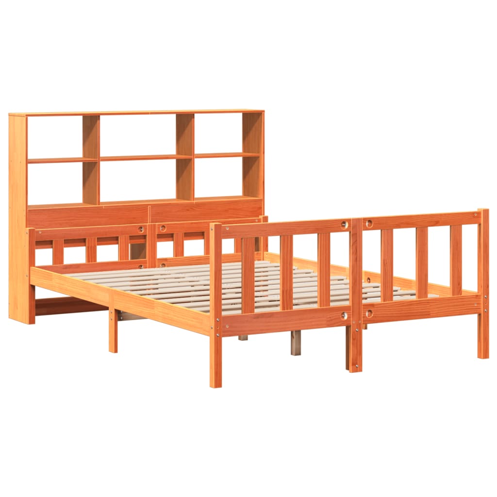 Letto Libreria Senza Materasso Marrone Cera 150x200 Cm Legno