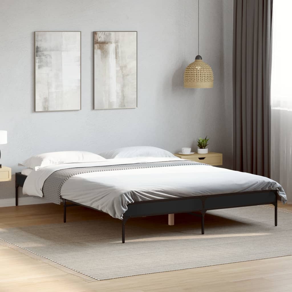 Giroletto Nero 120x190 Cm In Legno Multistrato E Metallo