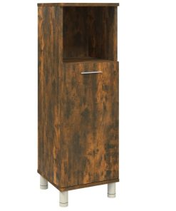 Armadietto Bagno Rovere Fumo 30x30x95 Cm In Legno Multistrato