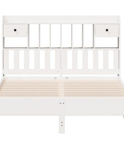 Letto Libreria Senza Materasso Bianco 135x190 Cm Legno Di Pino