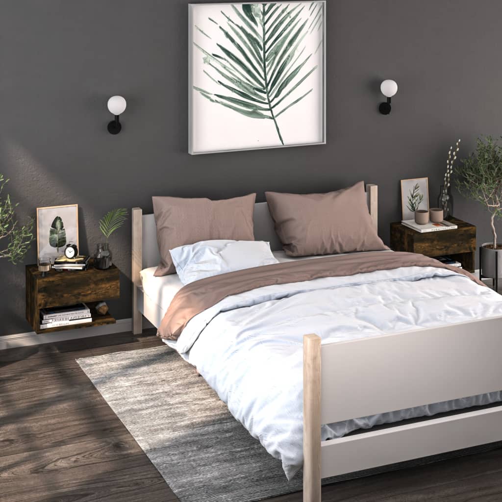 Comodino A Muro Rovere Fumo