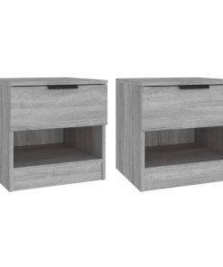 Comodini 2pz Grigio Sonoma In Legno Multistrato