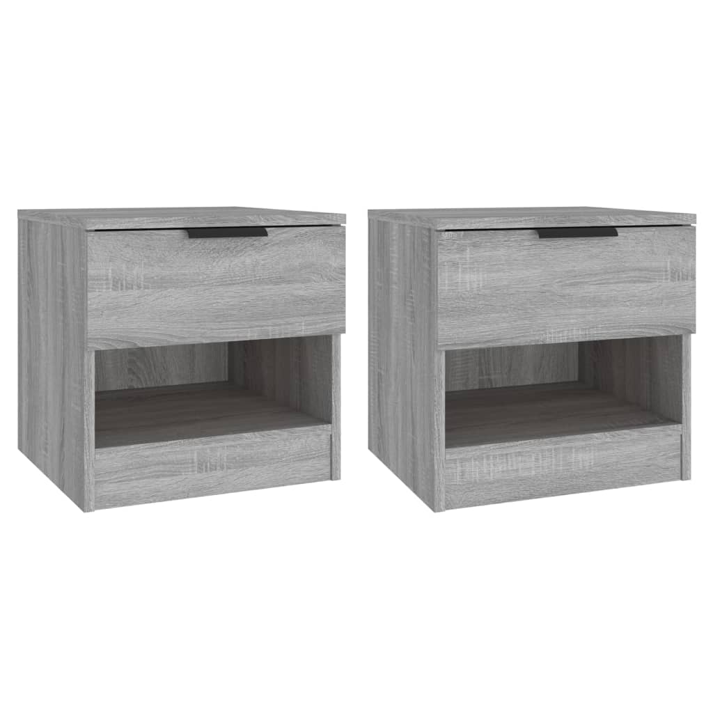 Comodini 2pz Grigio Sonoma In Legno Multistrato
