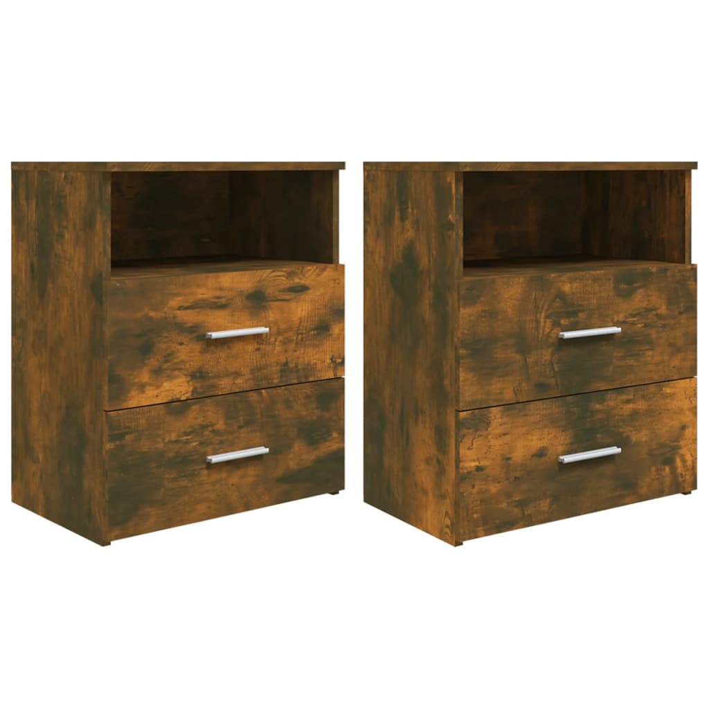 Comodini 2 Pz Rovere Fumo 50x32x60 cm