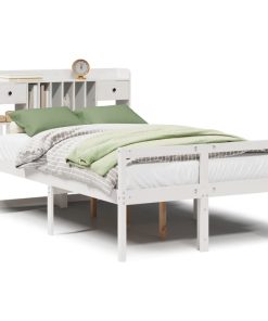 Letto Libreria Senza Materasso Bianco 135x190 Cm Legno Di Pino