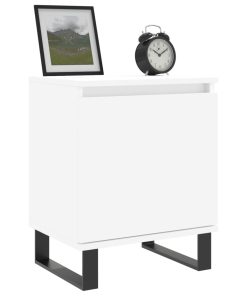 Comodini 2 Pz Bianco Lucido 40x30x50 Cm In Legno Multistrato