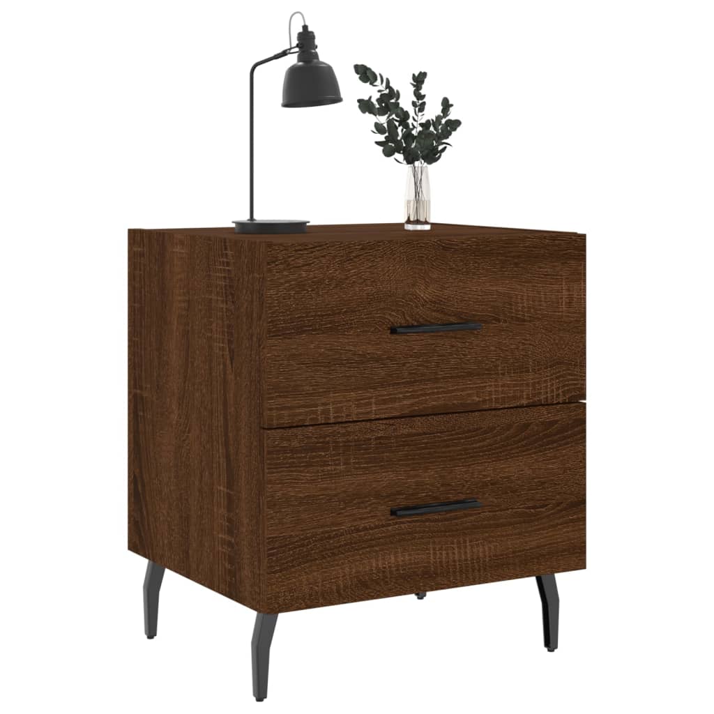 Comodini 2 Pz Rovere Marrone 40x35x47,5 Cm In Legno Multistrato