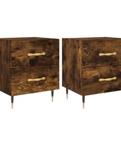 Comodini 2 Pz Rovere Fumo 40x35x47,5 Cm In Legno Multistrato