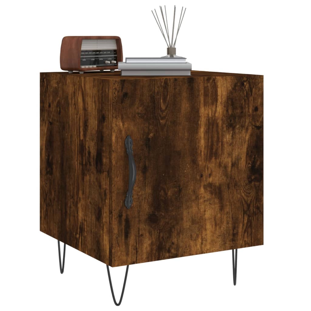 Comodini 2 Pz Rovere Fumo 40x40x50 Cm In Legno Multistrato