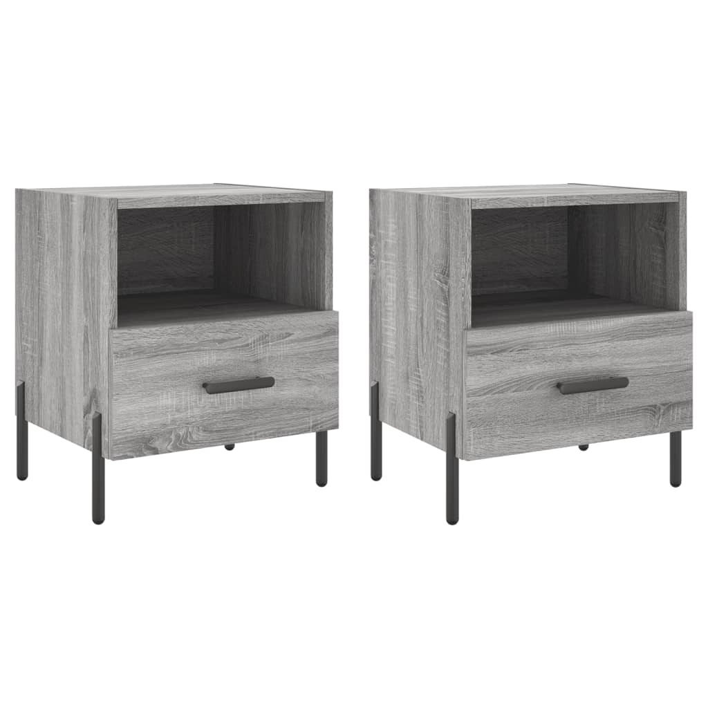 Comodini 2 Pz Grigio Sonoma 40x35x47,5 Cm In Legno Multistrato