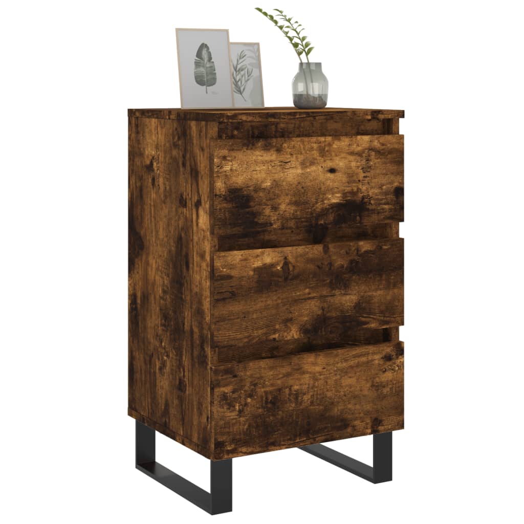 Comodini 2 Pz Rovere Fumo 40x35x69 Cm In Legno Multistrato