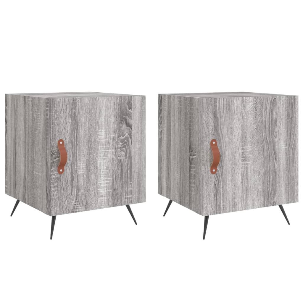 Comodini 2 Pz Grigio Sonoma 40x40x50 Cm In Legno Multistrato