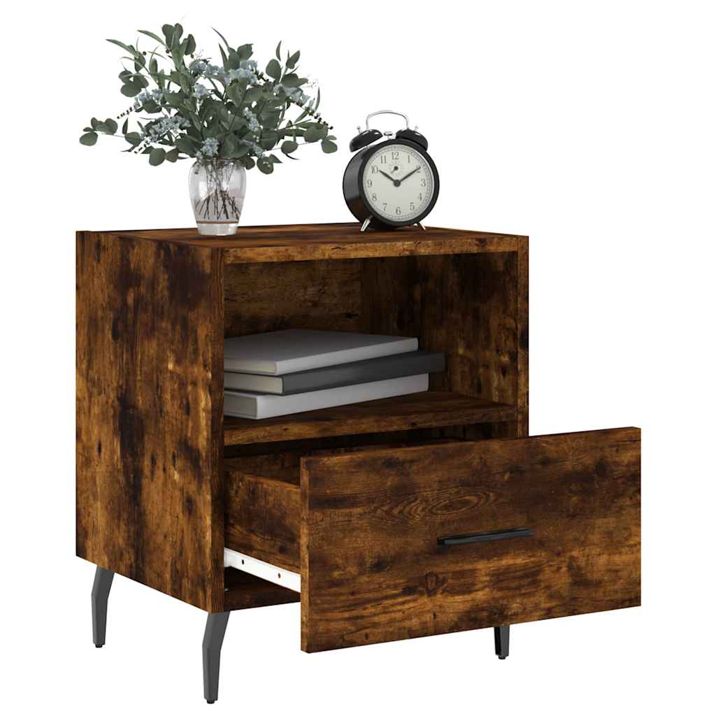 Comodini 2 Pz Rovere Fumo 40x35x47,5 Cm In Legno Multistrato