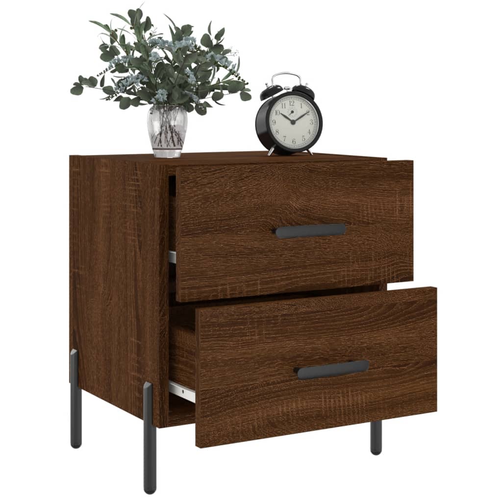 Comodini 2 Pz Rovere Marrone 40x35x47,5 Cm In Legno Multistrato