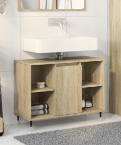 Mobile Da Bagno Rovere Sonoma 80x33x60 Cm In Legno Multistrato