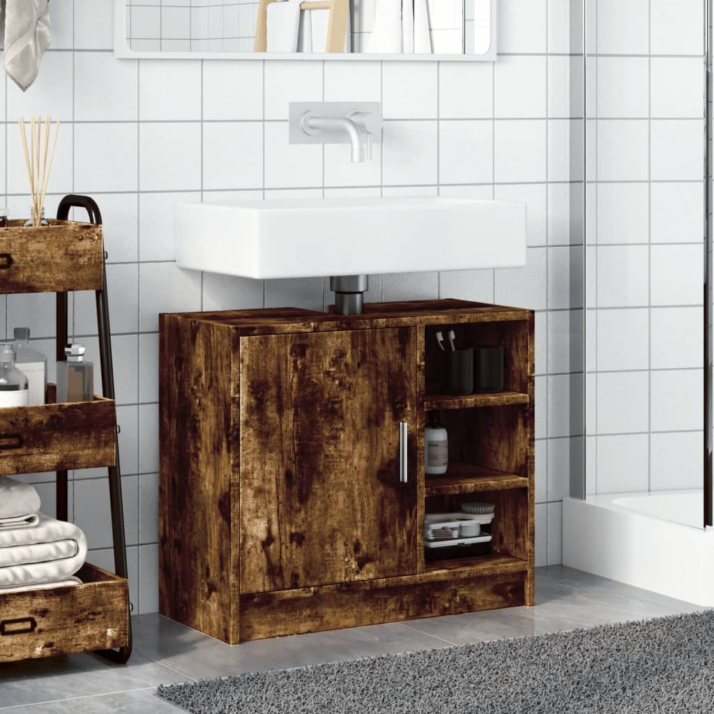 Mobile Lavabo Rovere Fumo 63x29x55 Cm In Legno Multistrato