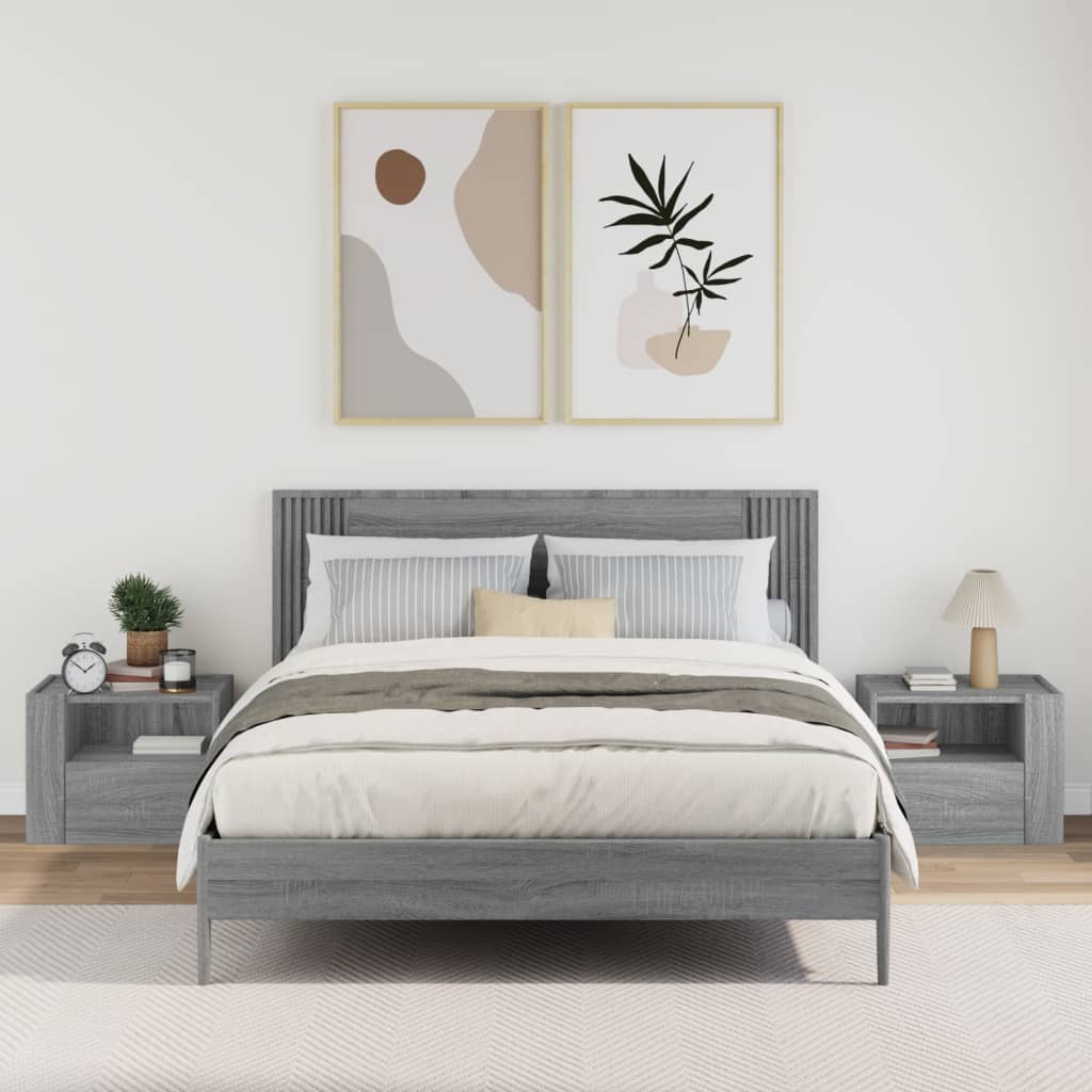 Comodini A Muro 2 Pz Grigio Sonoma 45x30x35 cm