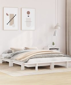 Letto Senza Materasso Bianco 135x190 Cm Legno Massello Di Pino