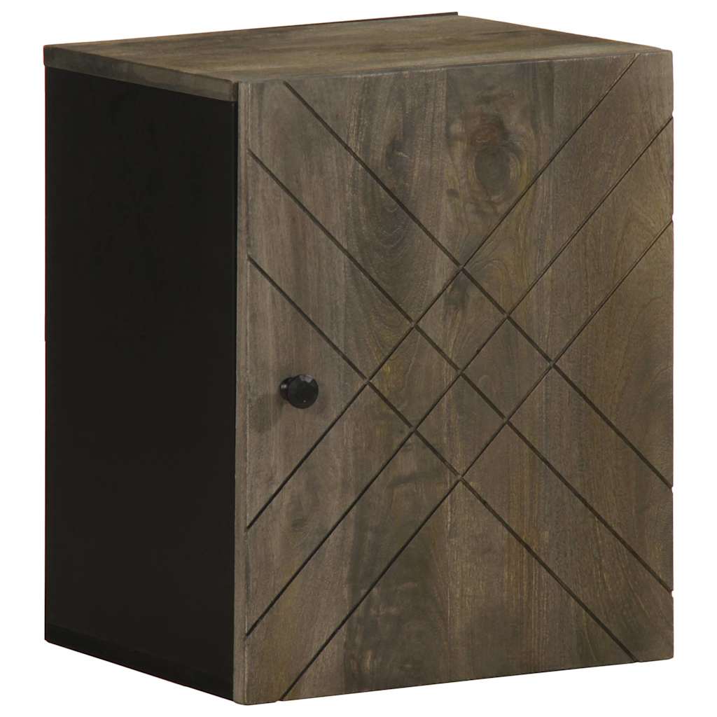 Mobile Da Bagno A Parete Nero 38x33x48 Cm Legno Massello Mango - Image 4