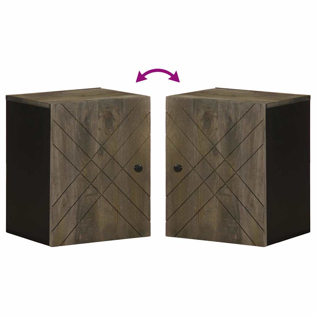 Mobile Da Bagno A Parete Nero 38x33x48 Cm Legno Massello Mango - Image 3