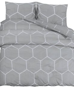 Set Copripiumino Grigio 140x200 Cm In Cotone