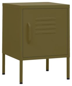 Comodini 2 Pz Verde Oliva 35x35x51 Cm In Acciaio