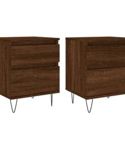 Comodini 2pz Rovere Marrone 40x35x50 Cm In Legno Multistrato