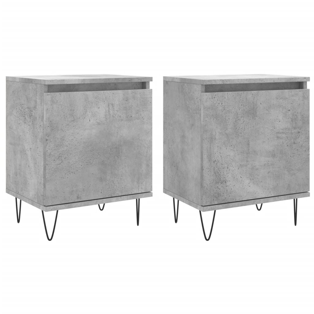 Comodini 2 Pz Grigio Cemento 40x30x50 Cm In Legno Multistrato