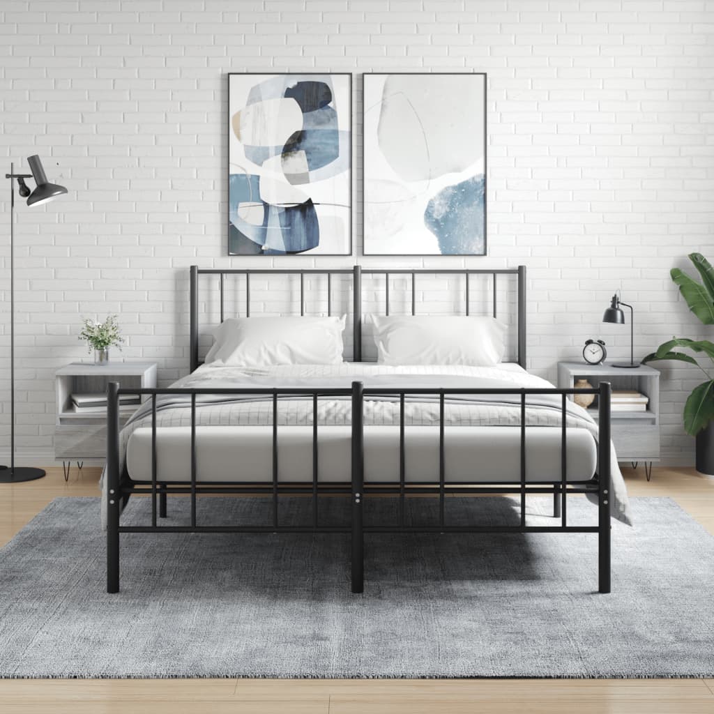 Comodini 2pz Grigio Sonoma 40x35x50 Cm In Legno Multistrato