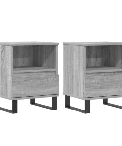 Comodini 2pz Grigio Sonoma 40x35x50 Cm In Legno Multistrato