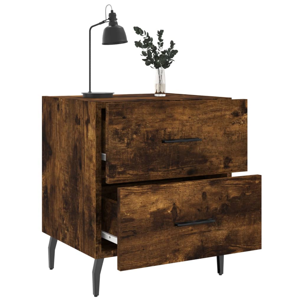 Comodini 2 Pz Rovere Fumo 40x35x47,5 Cm In Legno Multistrato