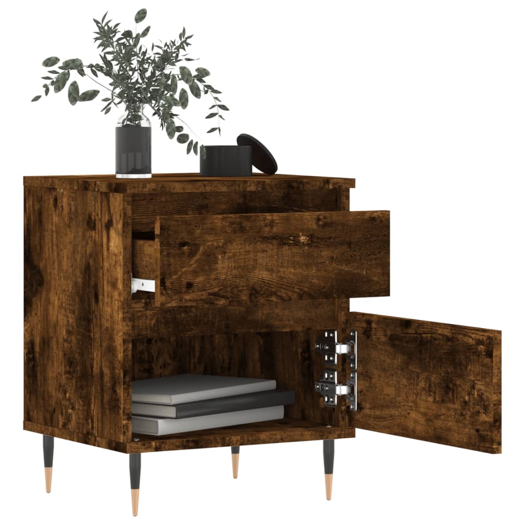 Comodini 2pz Rovere Fumo 40x35x50 Cm In Legno Multistrato
