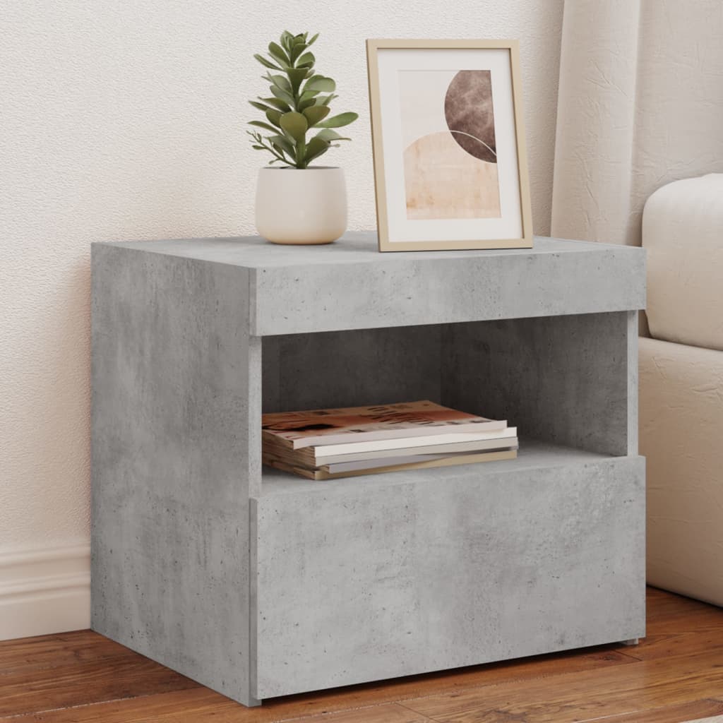 Comodini Con Luci Led 2pz Grigio Cemento 50x40x45 cm - Image 6