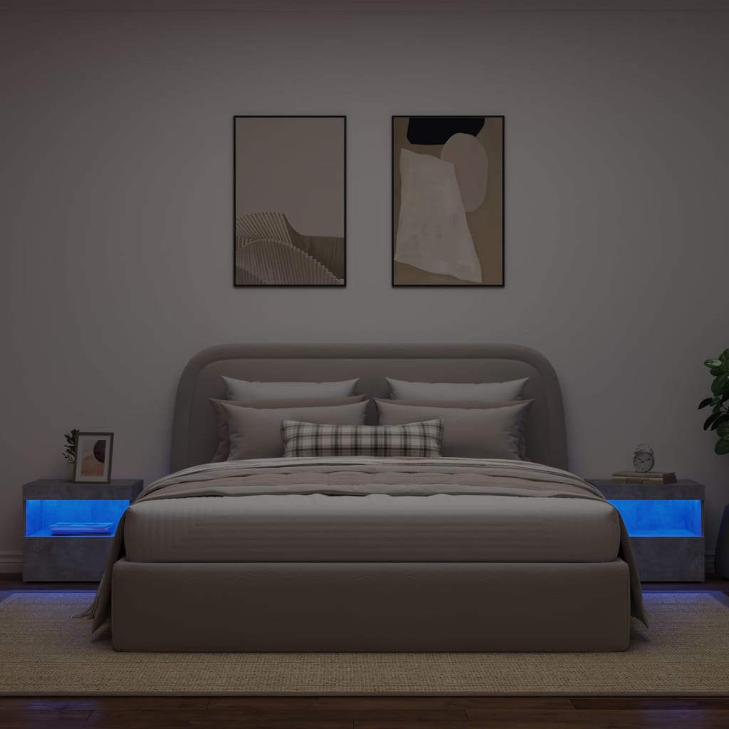Comodini Con Luci Led 2pz Grigio Cemento 50x40x45 cm - Image 3