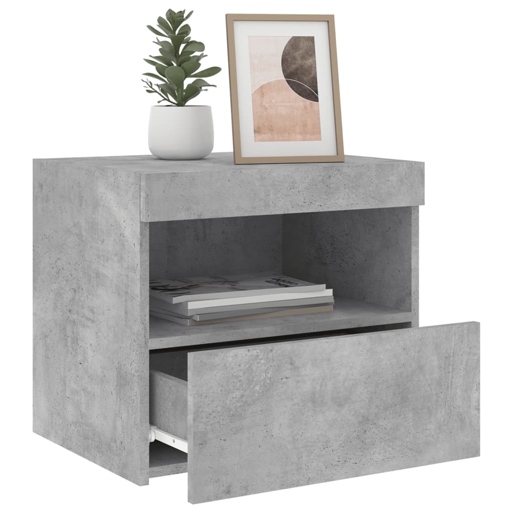 Comodini Con Luci Led 2pz Grigio Cemento 50x40x45 cm - Image 4